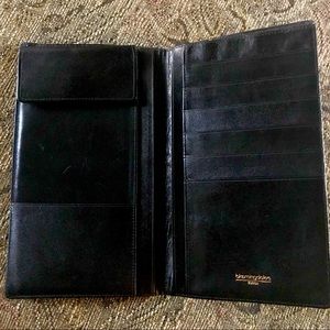 Bloomies Black Leather Wallet/ Travel Billfold